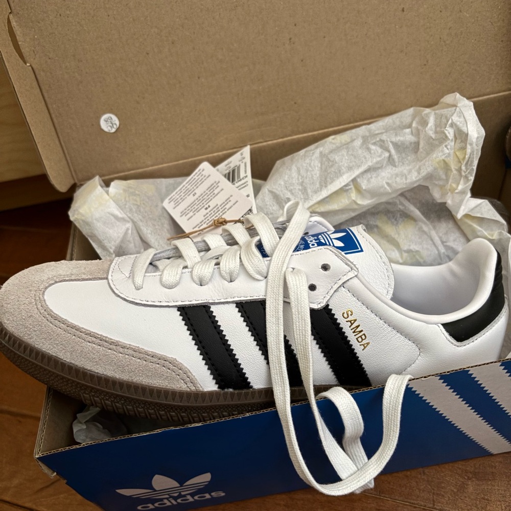 Adidas Samba White with Black Stripes